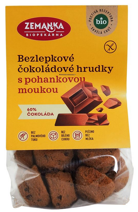 BIO bezlepkové čokoládové hrudky s pohankovou moukou 100 g Biopekárna Zemanka